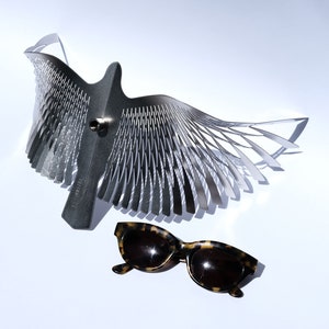 Large bird in flight of stainless steel, kinetic sculpture for bird lover gift, Hanging silver bird image 9