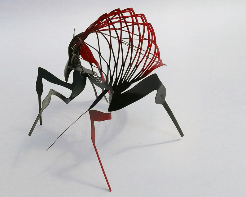 Insect sculpture, Insect miniature, Bug desk decor, Wire art, Made from one piece of flat stainless steel image 3