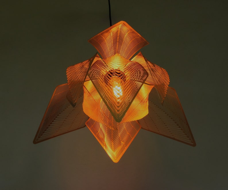 Golden Flower Pendant Light With 9 Leaf Modern Brass Etsy