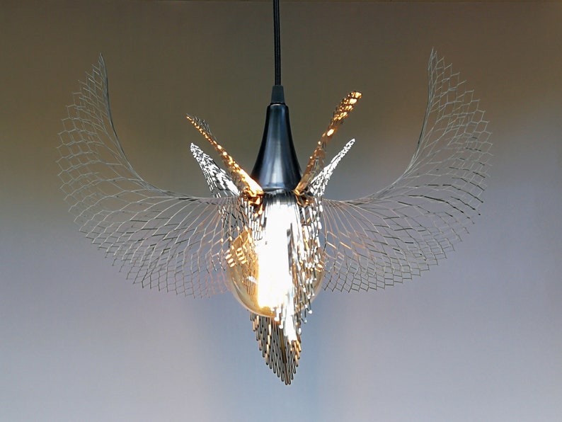 Stainless steel leaf Light fixture-Modern Chandelier Pendant lighting-Metal lighting Contemporary Light Designer hanging metal lamp image 3