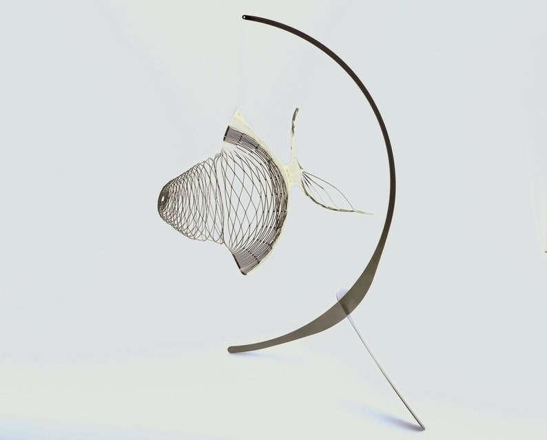 Fish Art Desk Decor Stainless Steel Fish Stabile Mobile Wire Etsy
