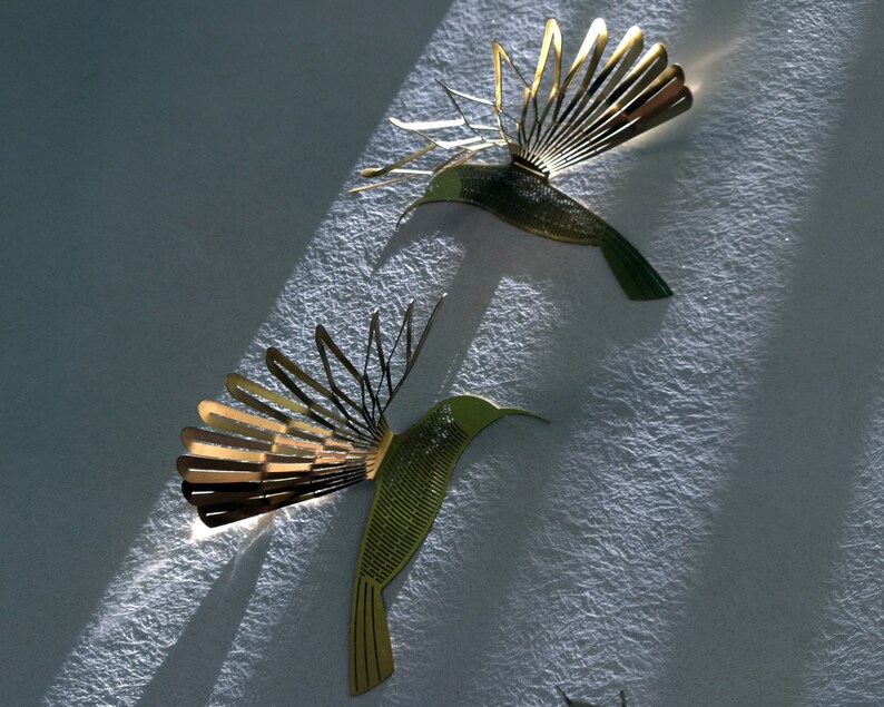 Brass Hummingbird Wall Art 3 Piece Metal Wall Decor Bird Etsy