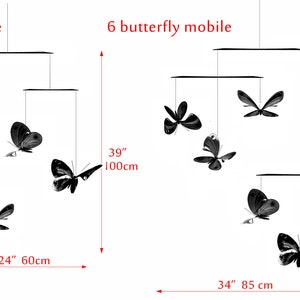 Butterfly mobile of brass, butterfly art, 4 or 6 piece kinetic sculpture, 3D geometric animal image 7