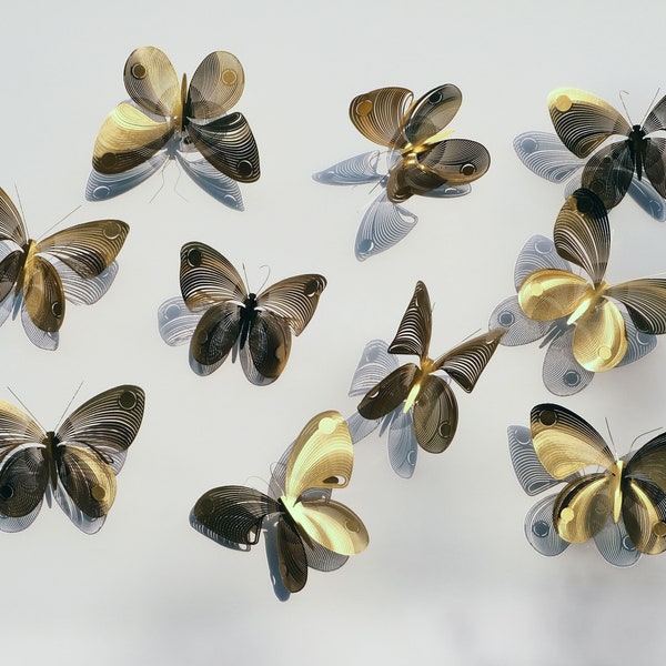 Butterfly wall decor off Brass, Two pieses or more, Metal butterfly art, Nursery decor, kitchen decor, Living Room Wall Art