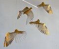 golden bird mobile,4 or 5 piece bird in flight brass mobile, kinetic metal art sculpture,Mobile Sculpture art. product logo