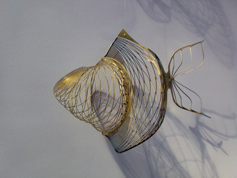 Ocean Decor of Brass Sea Decor Fish 3 Piece Wire Art Office | Etsy