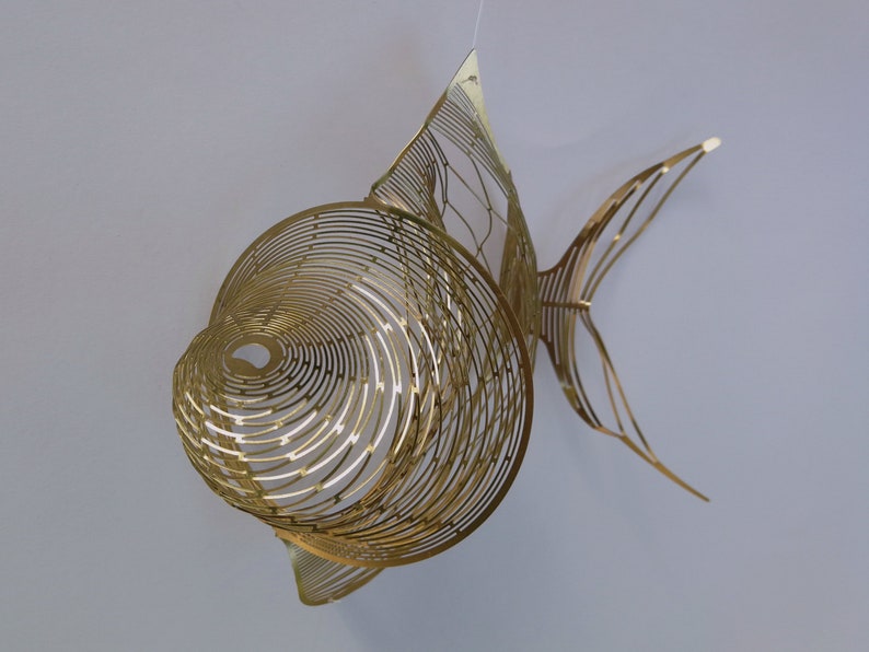 Ocean Decor of Brass Sea Decor Fish 3 Piece Wire Art Office | Etsy