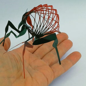 Insect sculpture, Insect miniature, Bug desk decor, Wire art, Made from one piece of flat stainless steel image 8