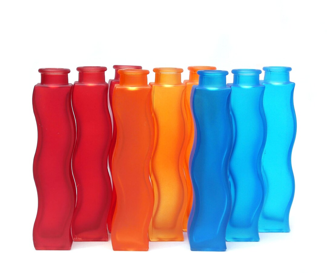 Ikea Skämt Wave Vases Orange Red and Blue Made of Frosted Etsy