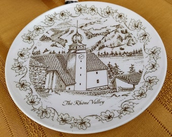 Rare Centura Brown On White The Rhone River Valley Collector Plate Celebrates French Wine Country