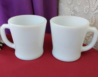 Anchor Hocking Milk Glass Diner Mugs Set Of 2 Solid White Fire King Mid Century Mugs Retro Kitchen Coffee Cups Durable Drinkware