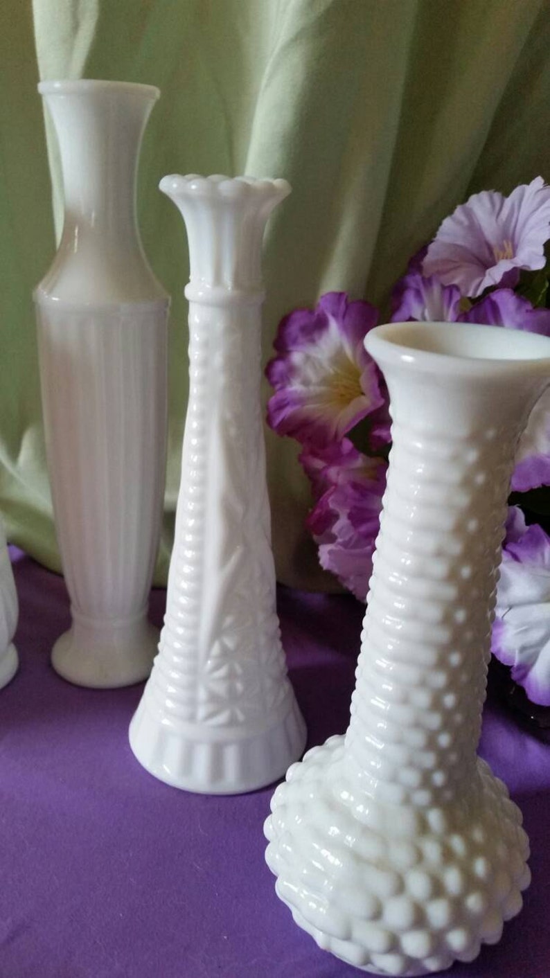 Collection Of Milk Glass Bud Vases Milk Glass Assorted Etsy