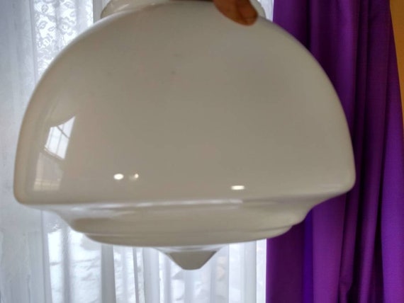 Luces Large White Milk Glass Ceiling Light Shade Art Deco
