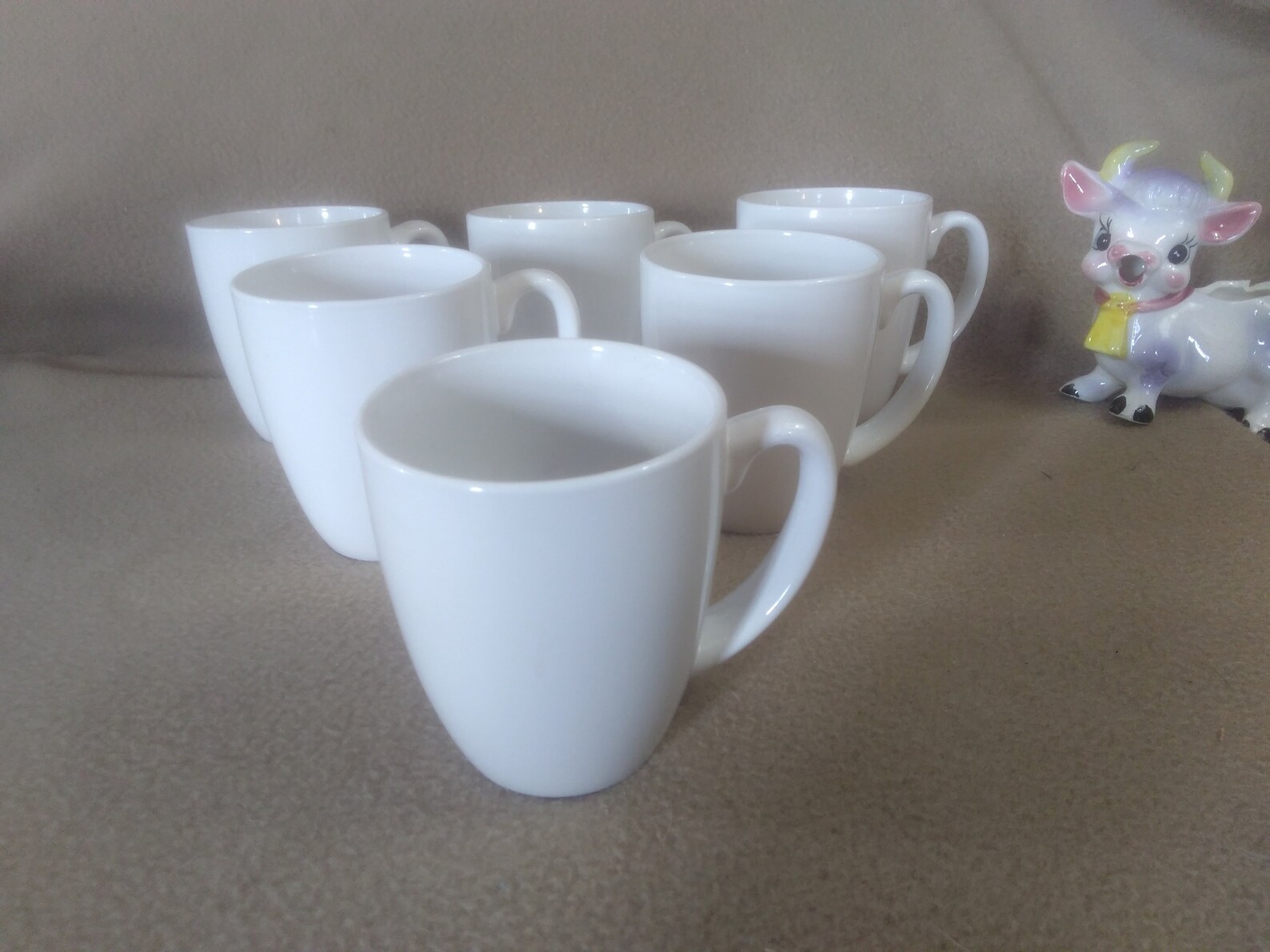 Set Of 6 Retro Solid White Corelle Stoneware Mugs Ceramic Etsy
