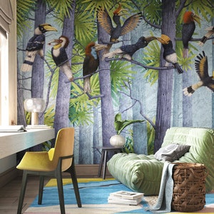 Hornbill - Customized Unique Wallpaper, Removable, Washable and Reusable