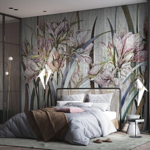 Amaryllis - Customized Unique Wallpaper, Removable, Washable and Reusable