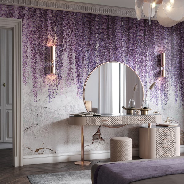 Wisteria - Customized Unique Wallpaper, Removable, Washable and Reusable