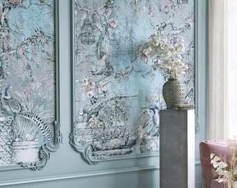 Chinoiserie Bird Wallpaper Mural: Vintage Floral & Botanical Wall Decor