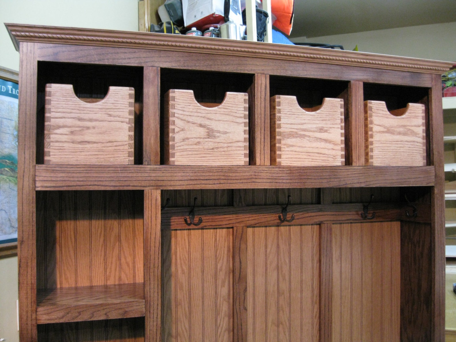 60 Solid Oak Hall Tree Two Tone Stain Etsy