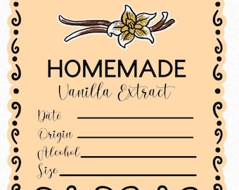 Etiquetas de extracto de vainilla: pegatinas impermeables para despensa, ideales para regalos hechos a mano