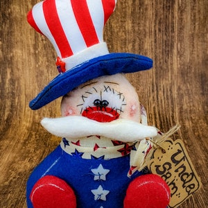 Primitive Uncle Sam - Uncle Sam Decor - Patriotic Primitive - Wreath Attachment - Table Top Decor - Yankee Doodle - Primitive - Patriotic