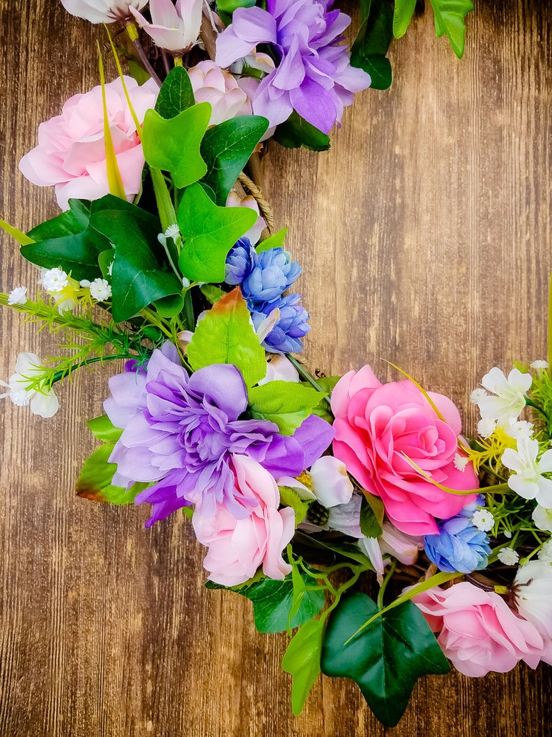 Spring Floral Wreath Spring Grapevine Grapevine Decor Door Decor Floral Grapevine Spring Wreath- Floral Wreath Spring Front Door
