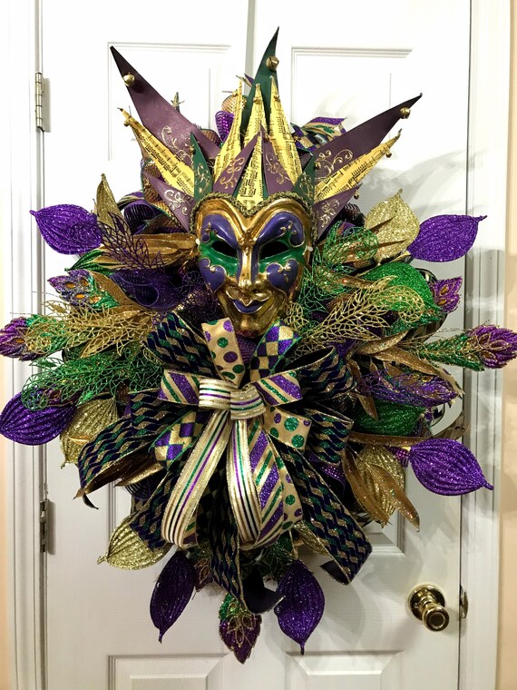 Mardi Gras Wreath Mardi Gras Decor XL Wreath Front Door Etsy