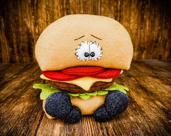 Hamburger - Faux Fast Food - Food Photography Prop - Shelf Sitter - Photo Prop - Primitive Decor - Attachment - Burger - Table - Centerpiece