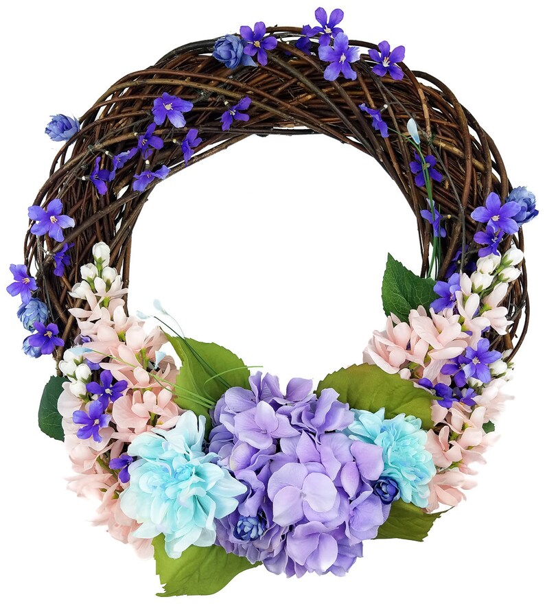Spring Floral Wreath Porch Decor Spring Grapevine Wreath Spring Wreath -Hydrangea Wreath Wisteria Wreath Floral Grapevine