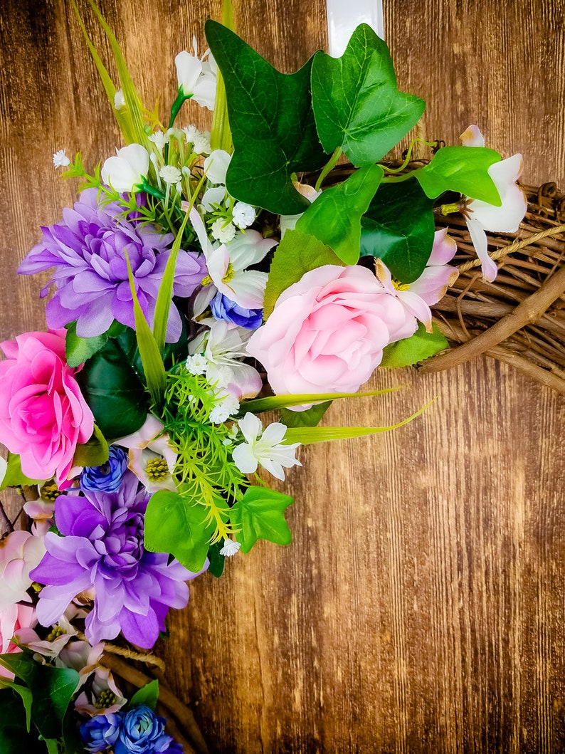 Spring Floral Wreath Spring Grapevine Grapevine Decor Door Decor Floral Grapevine Spring Wreath- Floral Wreath Spring Front Door