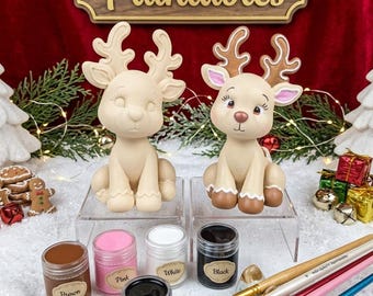 3D Paintables - Fake Reindeer - Christmas Deer - Table Decor - Tiered Tray Decor - Miniature Scene - Photo Prop