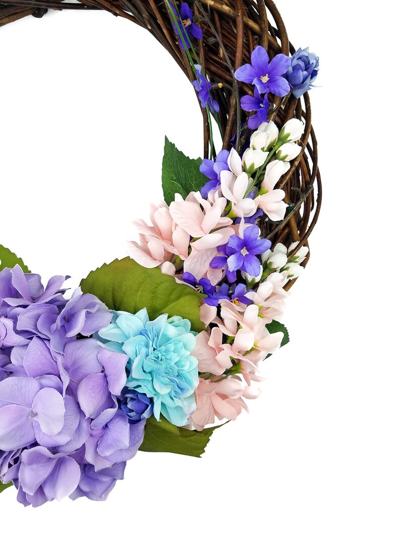 Spring Floral Wreath Porch Decor Spring Grapevine Wreath Spring Wreath -Hydrangea Wreath Wisteria Wreath Floral Grapevine