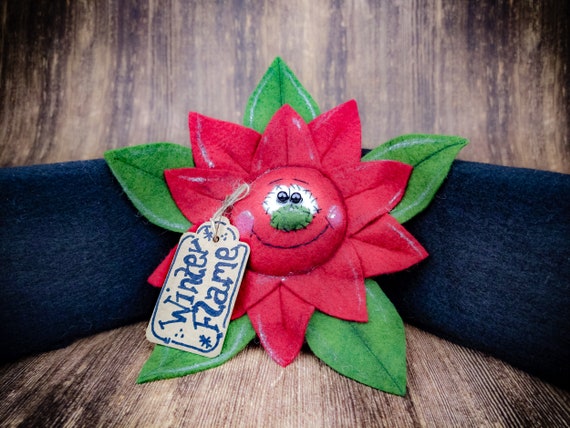 Poinsettia Decor - Primitive Poinsettia - Primitive Decor - Wreath Attachment - Tree Decor- Christmas Decor - Holiday Decor - Poinsettia
