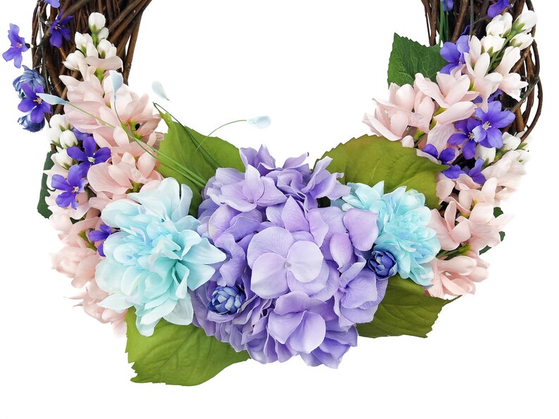 Spring Floral Wreath Porch Decor Spring Grapevine Wreath Spring Wreath -Hydrangea Wreath Wisteria Wreath Floral Grapevine