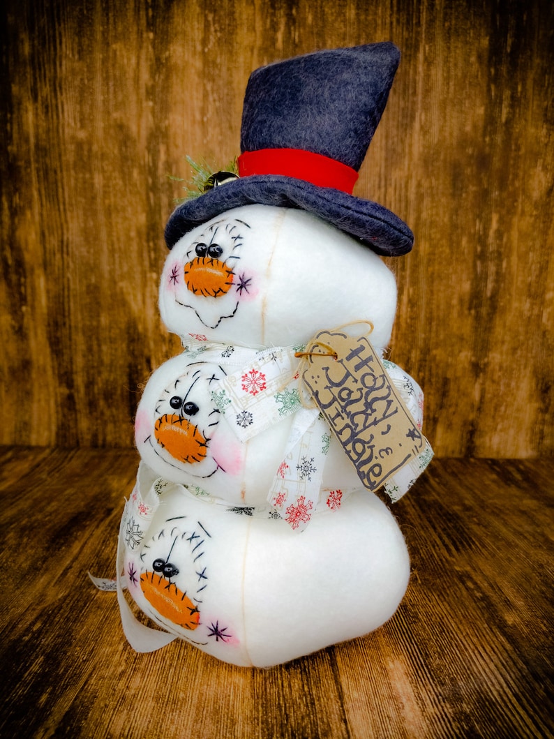 Pu&ograve; includere: Una statuetta di pupazzo di neve a tre livelli con un cappello a cilindro blu e un nastro rosso. Il pupazzo di neve &egrave; decorato con fiocchi di neve bianchi e un'etichetta che dice "Holly & Jolly Friends".