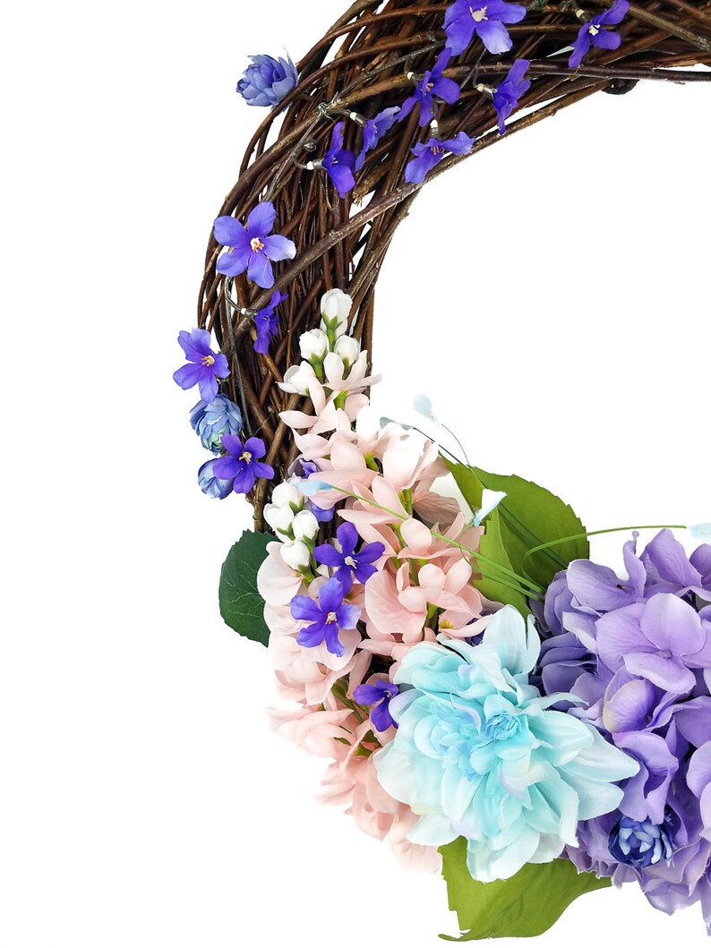 Spring Floral Wreath Porch Decor Spring Grapevine Wreath Spring Wreath -Hydrangea Wreath Wisteria Wreath Floral Grapevine