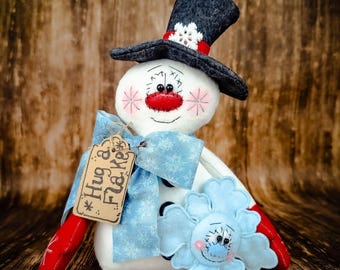 Winter Snowman - Snowman Decor - Snow Flake Attachment - Snowflake Decor - Holiday Decor - Shelf Sitter - Table Decor - Wreath Attachment