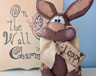 Primitive Easter - Primitive Bunny - Easter Bunny - Chocolate Bunny - Wreath Attachment - Table Top Decor - Black Bunny - Primitive Decor