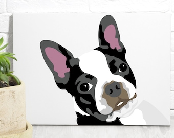 BOSTON TERRIER, Custom Pet Portrait, Mother's Day Gift, Painting from Photo, Pet Art, Paint Your Pet, Pet Loss, Pet Remembrance, Dog Art