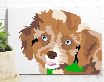 PET Portrait Print, Custom Dog Portrait, Pet Memorial, Pet Gift, New Puppy Gift, Handmade Pet Portrait, Print on Canvas, Painting from Photo