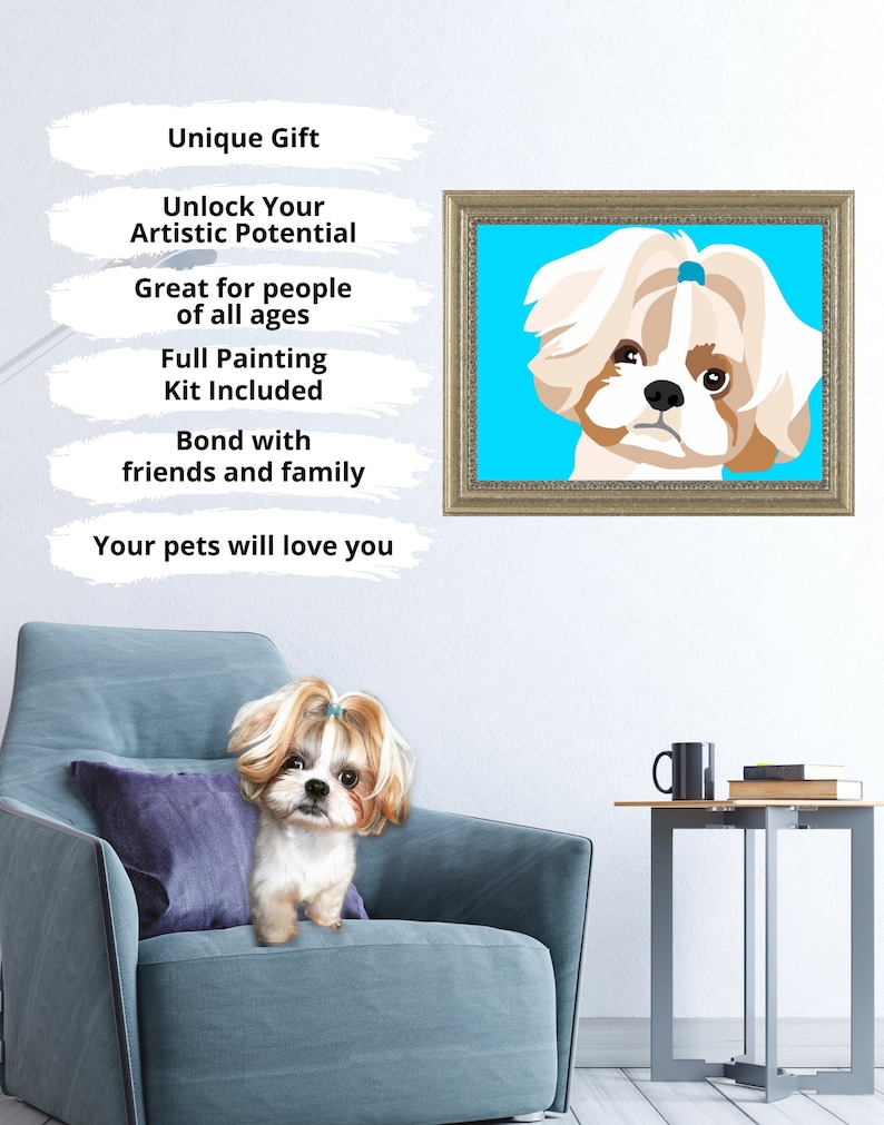 Paint By Number Kit, Paint Your Pet on Canvas, Dog Lovers, Cat Lovers, Unique Gifts, Mother's Day, Pet Portrait, Personalized Gift image 5