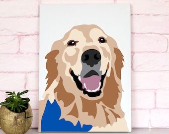 GOLDEN RETRIEVER ART, Pet Portrait, Custom Pet Portrait, Memorial Gift, Mother's Day Gift, Handmade Art, Pet on Canvas, Painting from Photo