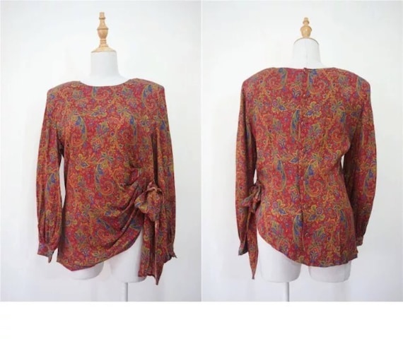 NOS unused rare elegant vintage Red silk blouse/sh