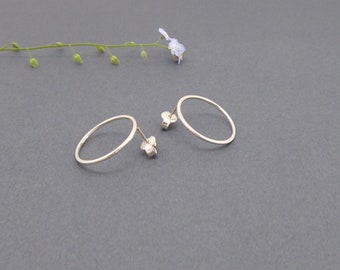 Silver stud earrings-Very large open circle earrings- Minimalist-Round earrings-Handmade-Silver post earrings-Office jewelry-For her   (535)