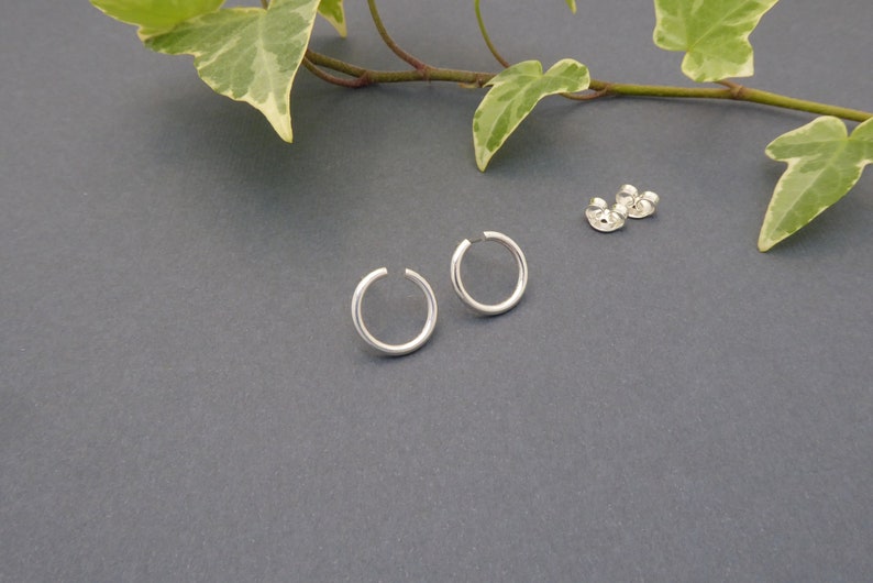 Silver stud earrings-Open circle post earrings Handmade-Round stud-Lightweight-Plain stud-Minimalist-Office jewelry-Gift for her 561 image 3