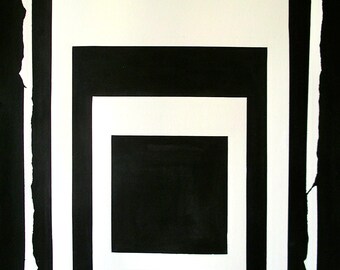 Black and White Boxes Pattern Original Art 18x24
