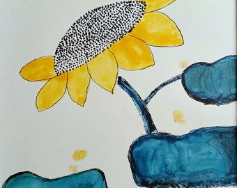Sunflower Original Watercolor Painting