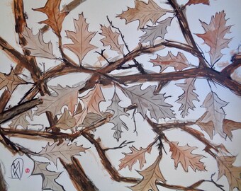 Oak Tree Close Up Original Painting Sumi