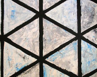 Triangle Grid Original Geometry Painting Black and White