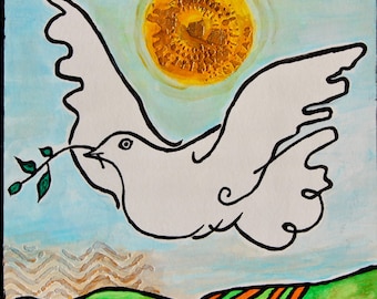White Peace Dove Original Painting